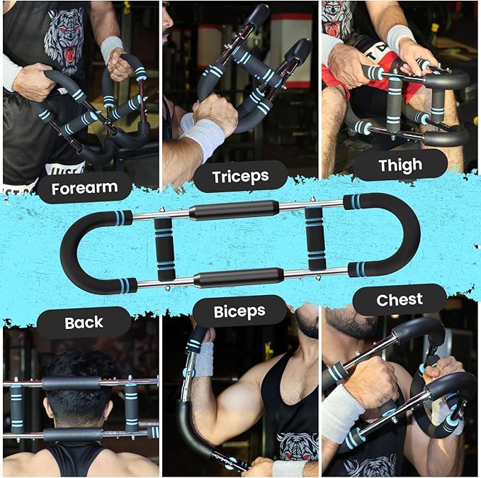 Twister Arm Trainer for Men, Adjustable 5 Resistance Levels (40-130 lbs) Chest Workout Equipment, Portable Body Fitness Targets Biceps/Clip/Thigh Machine for Home & Gym