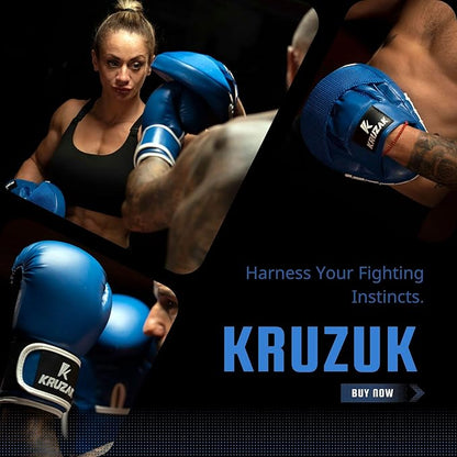 Kruzak Plain Focus Mitts and Boxing Gloves Set for Kickboxing and Muay Thai MMA Training - Fitness Kit with Punching Pads for Martial Arts and Karate