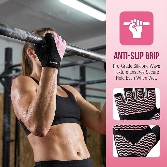 CAMBIVO Workout Gloves for Men & Women, Weight Lifting Gloves with Wrist Support, Non Slip Grip, Breathable Gym Gloves for Training, Crossfit, Pull Ups, Cycling, Fitness, Home Workouts