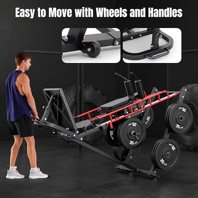 Dripex Leg Press Machine, Leg Press Machines for Home Gym, Professional Leg Press Hack Squat Machine Combo with 4 Weight Plate Storage Holders for Full Lower Body Workout - Weight Plates Not Included