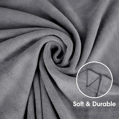 JML Bath Towels Set 4 Pack (30" x 60") - Large, Soft, Absorbent, Quick Dry Microfiber Towel for Hair Wrap, Fitness, Sports, Yoga, Swim, Pool, Grey