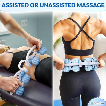 COZLOW Leg Massage Roller - Adjustable Arm Belly Massager Roller Stick to Reduce Cellulite Appearance - Deep Tissue Myofascial Release Tool - Lymphatic Drainage Massaging Tool