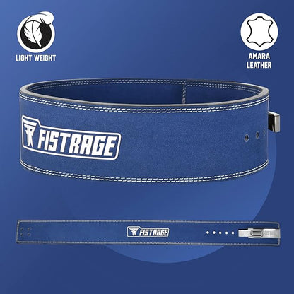 FISTRAGE Lever Buckle Weight Lifting Leather Black Belt Gym Back Support for Men & Women Training Fitness Exercise for Tough Workouts | Power Lifters | Supports Lumber Lower Back