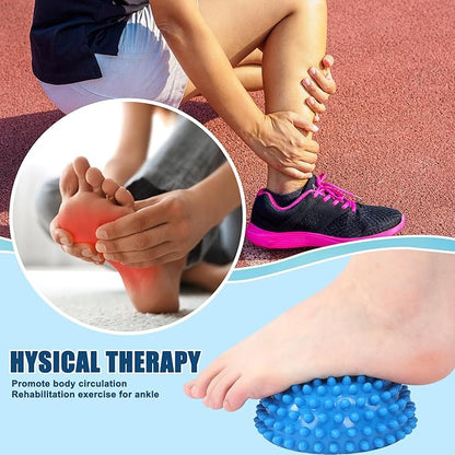 2 Pcs Half Round Massage Ball for Feet Blue Spiky Massage Ball for Adults Sports, Stability Training, Muscle Balancing Therapy, Yoga Gymnastics Exercise