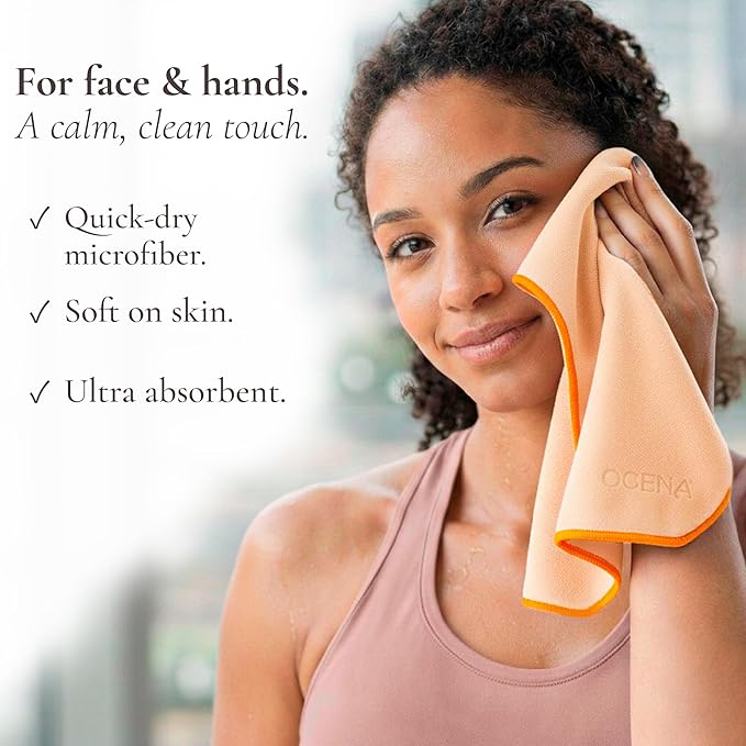 OCENA Women’s Pocket Sweat Towels for Face & Hands, Quick-Dry Moisture-Wicking Microfiber, 10 x 10 in, 5-Pack, Handkerchief-Style (Sand Dune Beige)