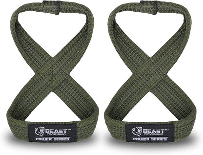Figure 8 Lifting Strap- Strongman 10-14" Deadlift Straps- True Grip Support & Heavy Duty Wrist Straps for Weightlifting Women Men- Hand Straps for Weight Lifting Figure 8 Straps for Gym Workout