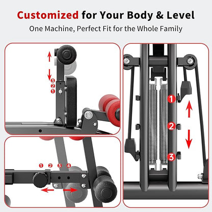 Ab Machine with Squat machine, Multi-Functional Adjustable Ab Trainer, Ab Workout Bench for Home Gym, Sit Up Machine for Abdominal & Glutes, Exercise Chair for Full Body Workout