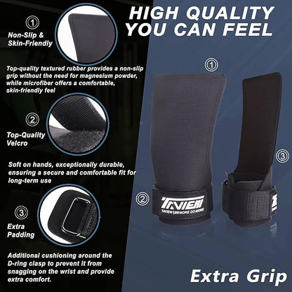 TAVIEW Wrist Straps for Weightlifting for Maximum Grip Support - Lifting Deadlift Strap & Weight Lifting Grips Gloves for Working Out Pull Up Deadlifting & Shrugs