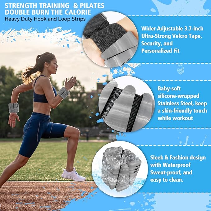 T98 Wrist & Ankle Weights for Women Men, Wearable Wrist Weights Set of 2(1Lbs Each), Adjustable Arm Leg Bracelet Weights for Strength Training, Aerobics, Barre, Suit for Home Outdoor Workout