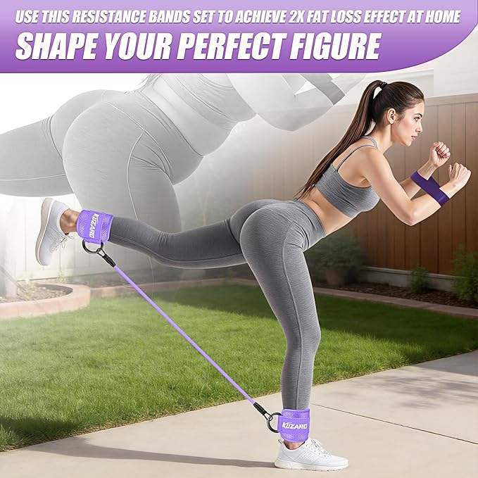 Ankle Resistance Bands with Cuffs, Resistance Bands Set for Working Out, Leg and Glute Exercise Bands – Home Gym Workout Equipment for Women, Booty Building, Pilates, Rehab, Physical Therapy