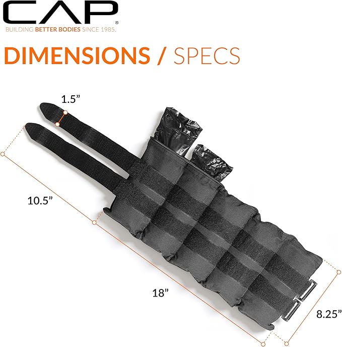 CAP Barbell Adjustable Ankle Weights |10-20lb Pair | Black