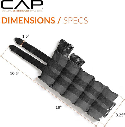 CAP Barbell Adjustable Ankle Weights |10-20lb Pair | Black