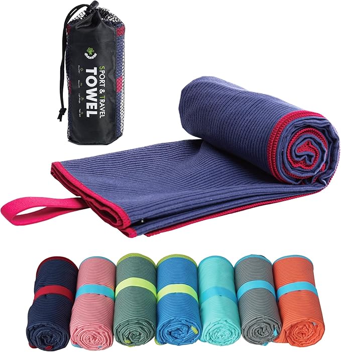 4Monster Microfiber Camping Towel - Quick Dry, Super Absorbent, Lightweight Travel Towel for Hiking, Beach, Gym, Backpacking, Yoga - Compact with Carry Bag (Navy Blue, Small(31.50" x 15.80"))