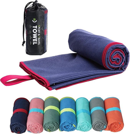 4Monster Microfiber Camping Towel - Quick Dry, Super Absorbent, Lightweight Travel Towel for Hiking, Beach, Gym, Backpacking, Yoga - Compact with Carry Bag (Navy Blue, Small(31.50" x 15.80"))