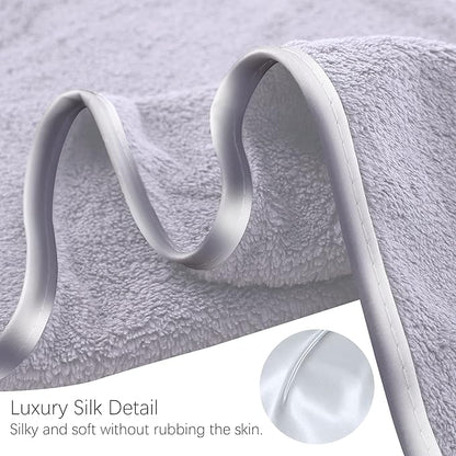 TENSTARS Silk Hemming Bath Towels for Bathroom Clearance - 27 x 55 inches - Light Thin Quick Drying - Soft Microfiber Absorbent Towel for Bath Fitness, Sports, Yoga, Travel, Gym - 2 Pack, Light Grey