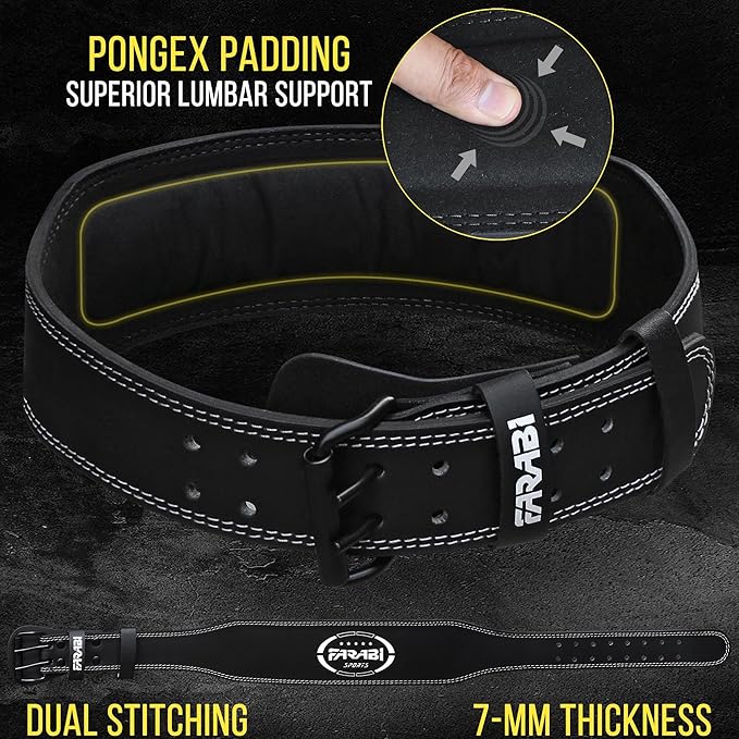Farabi Sports Powerlifting Belt 100% Genuine Leather Weight Lifting Belt 4" wide Gym Belt Men and Women Weightlifting Belt for Gym Training Bodybuilding and Workout belt