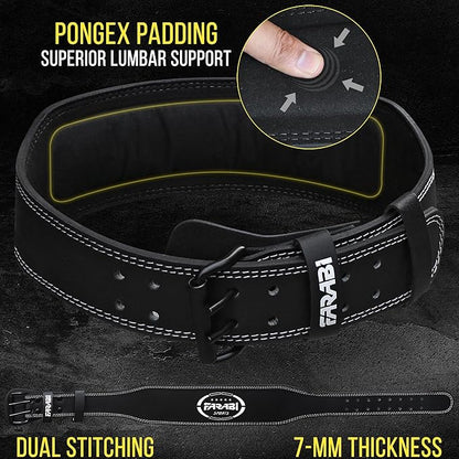 Farabi Sports Powerlifting Belt 100% Genuine Leather Weight Lifting Belt 4" wide Gym Belt Men and Women Weightlifting Belt for Gym Training Bodybuilding and Workout belt