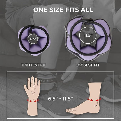 Nordic Lifting Adjustable Ankle Weights for Women & Men – 1 Pair (2–10 lbs) Wrist, Arm & Leg Weights for Gym, Yoga & Home Workouts – Secure Fit Strap Design – Durable Fitness Training Equipment