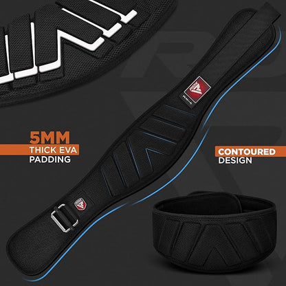 RDX Weight Lifting Belt, Curved Padded Back Lumbar Support, Fitness, Core Exercise Workout Bodybuilding Powerlifting Deadlifts Squats, Ladies Gents Men Women Home Gym Equipment