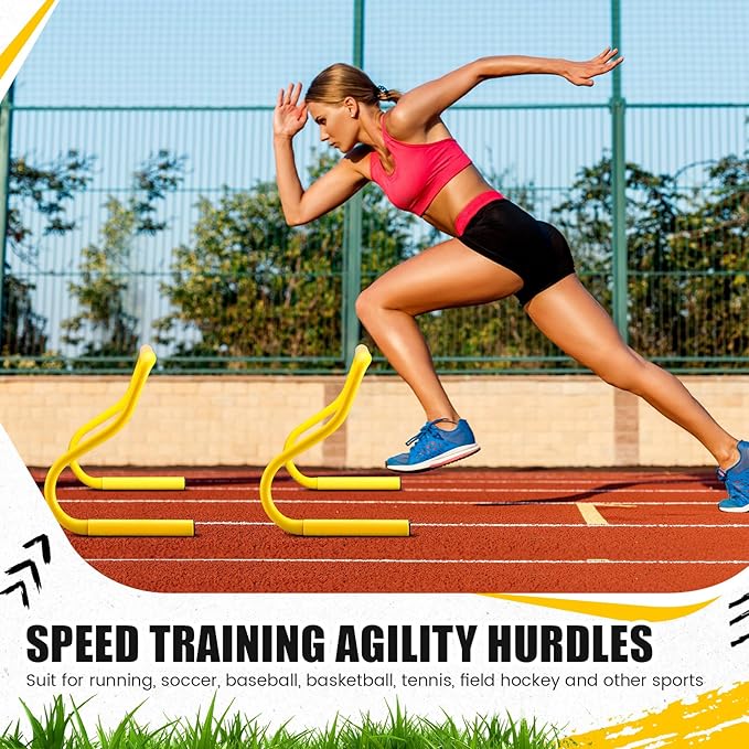16 Pcs 12" Speed Agility Training Hurdles Large Size Detachable Agility Hurdles Hurdles Training Equipment Set for Athletes Soccer Basketball
