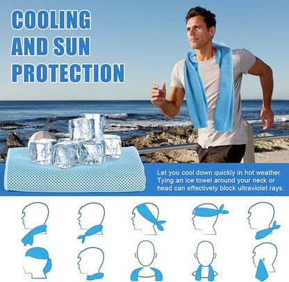 8 Pack Cooling Towel for Neck and Face,Gym Fitness Hiking Running Yoga Workout Sweat Ice Towel (Multicolor-05)