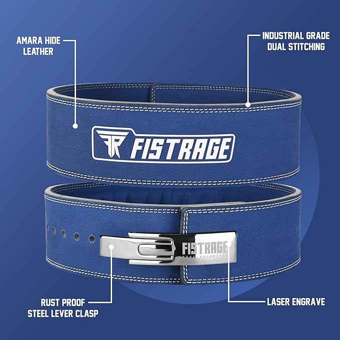 FISTRAGE Lever Buckle Weight Lifting Leather Black Belt Gym Back Support for Men & Women Training Fitness Exercise for Tough Workouts | Power Lifters | Supports Lumber Lower Back