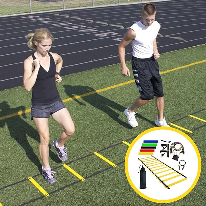 Agility Ladder Training Equipment - Speed Trainlng Gear, Adjustable Sports Set | Complete Soccer Practice Equipment, Foldable Workout Kit for Athletes, Endurance Tralning Tools for Kids Adults