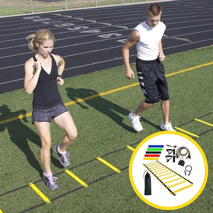 Agility Ladder Training Equipment - Speed Trainlng Gear, Adjustable Sports Set | Complete Soccer Practice Equipment, Foldable Workout Kit for Athletes, Endurance Tralning Tools for Kids Adults