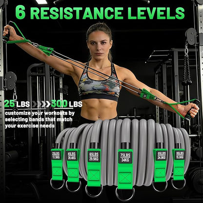 Heavy Duty Resistance Bands Set with Handles, Ankle Straps & Door Anchor – 300LBS Exercise Bands for Home Gym, Muscle Training, Physical Therapy, Yoga, Full Body Workout for Men & Women