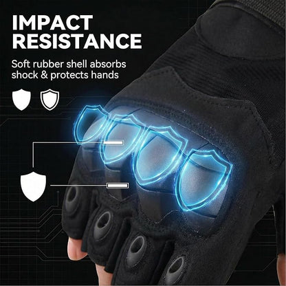 Fingerless Tactical Motorcycle Gloves for Men Women, Breathable TPU Protection, for Cycling ATV Riding Tactical Training Fitness Workout Black L