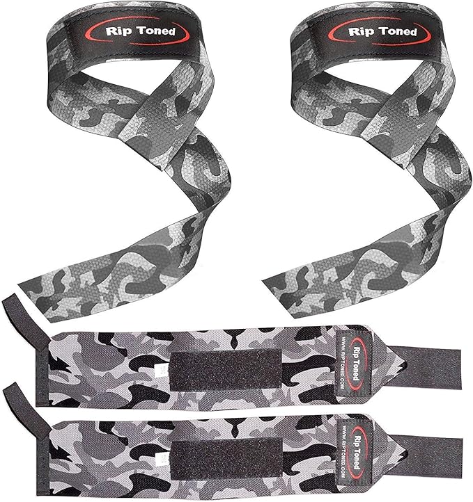 Rip Toned Wrist Wraps & Lifting Straps Combo – Dynamic Duo Push & Pull Support for Weightlifting – Wrist Support Wraps + Padded Grip Straps for Bench, Deadlifts, Rows & Pull-Ups (Men & Women)