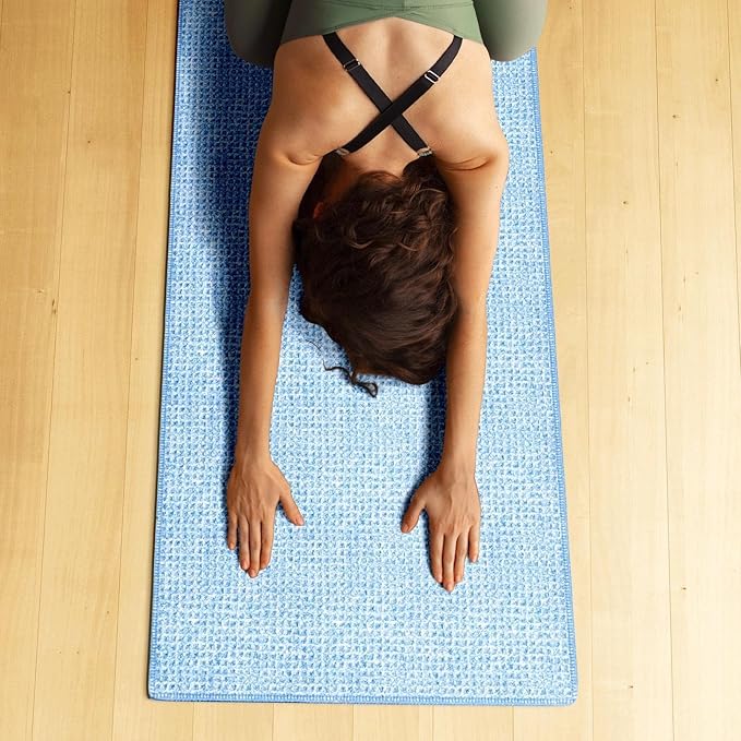 Hot Yoga Towel,Microfiber Yoga Mat Towels Non Slip for Hot Yoga Absorbent Microfiber Sweat Anti-Slip Cover,Bikram,Pilates,Exercise,Fitness 28 inch X 72 inch Blue 2 Pack