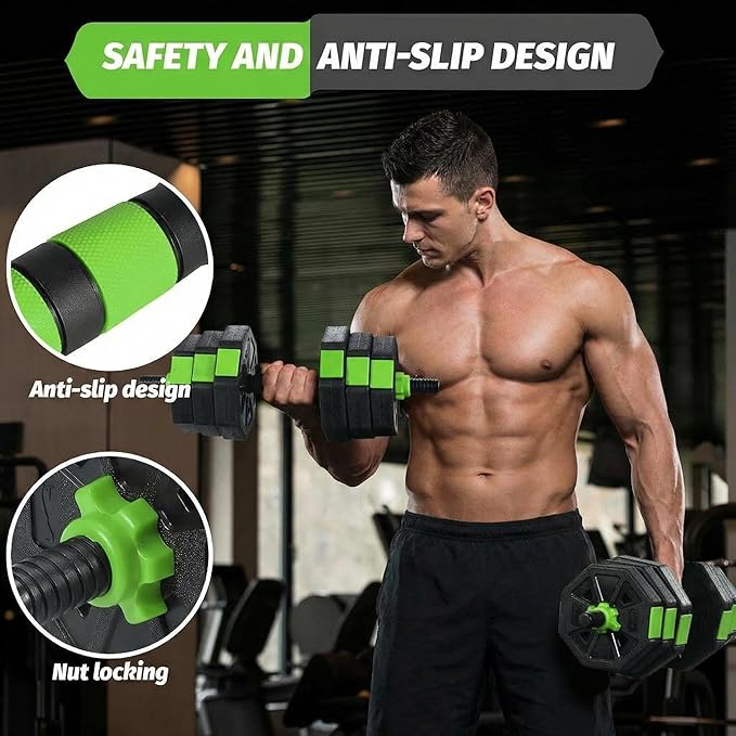 Adjustable Weight Set 44/88Lbs, 4-in-1 Dumbbell Set and Barbell Weight Set for Home Gym, Converts to Kettlebell & Push-Up Stand, Free Weights Dumbbells Set for Men & Women Full Body Workout