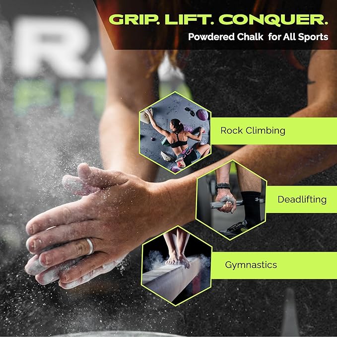 Rage Fitness Gym Chalk | Magnesium Carbonate Athletic Chalk for Excellent Grip - Gym Workout Grip Chalk for Weightlifting & Gymnastics.
