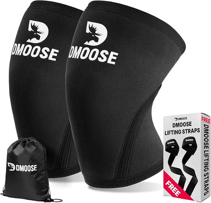 DMoose Fitness Knee Sleeves for Weightlifting (Pair) 78” Knee Wraps for Joint Support, Squats & Powerlifting - Gym Brace Straps for Joint Stability & Pain Relief, USPA & IPL Approved for Men and Women