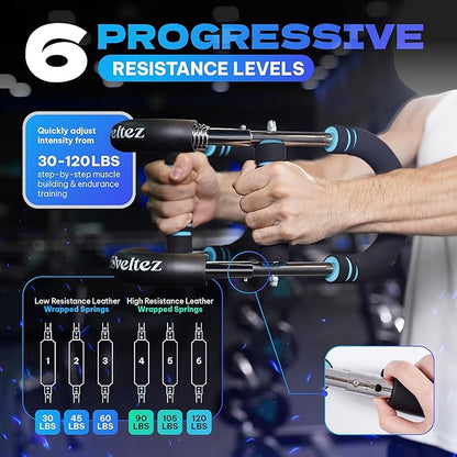 Twister Arm Trainer for Men & Women – Upper Body Strength Bar, Chest Expander & Forearm Exerciser, Heavy-Duty Home Workout Equipment for Arm Muscle Training, 30-120 lbs Resistance