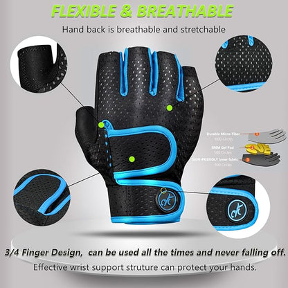 MOREOK Workout Gloves Padded Weight Lifting Gloves for Men/Women, [5MM Gel] Fingerless Grip Gym Gloves Fitness Gloves for Exercise, Weightlifting, Cycling, Pull ups, Rowing, and Climbing