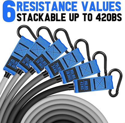 Heavy Resistance Bands for Working Out, 300lbs/360lb/420lb Exercise Bands Workout Bands with Handles, Door Anchor, Ankle Straps, Home Gym Workout Equipment for Men Fitness Strength Training Stretching