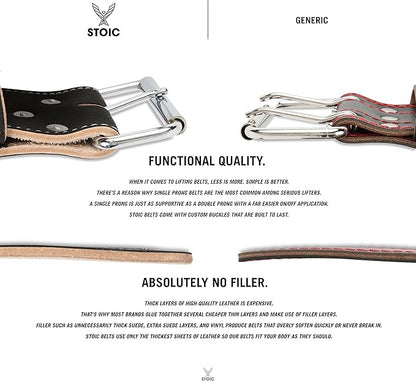 Stoic Powerlifting Belt/Weight Lifting Belt - 4 Inches Wide - No Taper for Maximum Support & Protection