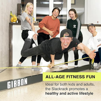 GIBBON Slackrack - Freestanding Outdoor or Indoor Slackline - Slack Line for Kids & Adults - Balance Trainer - Setup in 7ft or 10ft