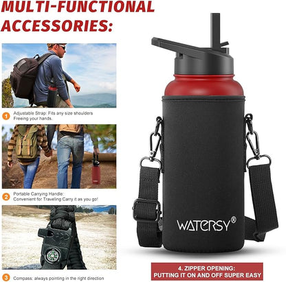32oz Insulated Water Bottle (Cold for 48 Hrs),BPA Free&Leak Proof,Stainless Steel Water Flask,Water Jug with Straw Spout Lids for Gym,Hiking,Travel,Red