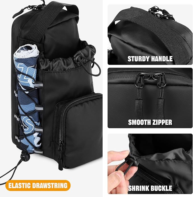 HUNTVP Magnetic Gym Bag Water Bottle Carrier Holder with Shoulder Strap & Phone Pockets, Magnetic Water Bottle Bag Pouch for Gym Fitness Essentials Accessories for Men and Women