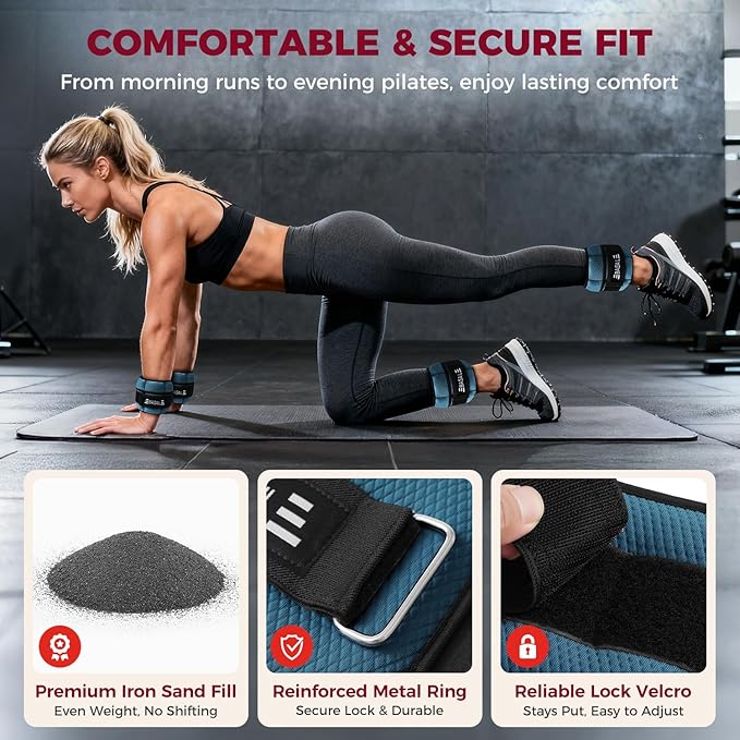 BAGAIL Ankle Wrist Weights for Women & Men, One Pair of 1/2/4/6/8/10 LBS Wearable Leg Arm Weights with Sleek Design & Secure Fit for Walking, Running, Pilates, Home Fitness & Physical Therapy