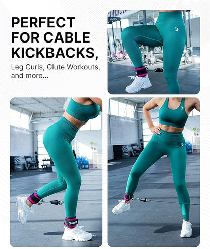DMoose Fitness Ankle Strap for Cable Machine - One Size Fit with Premium Padding Cuffs, Ankle Bands for Working Out, Booty Workouts, Leg Extension, Hip Abductors, Kickbacks & Lower Body Exercises