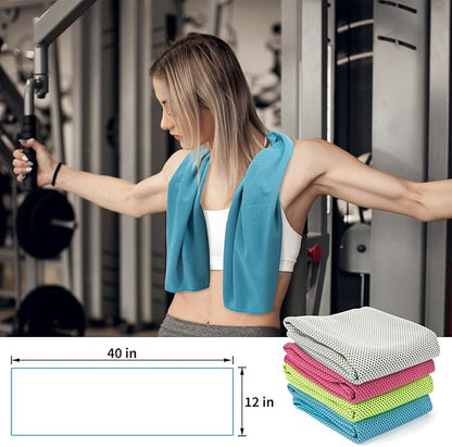 YESLIFE 4 Pack Cooling Towel 40"x12", Gym Towels for Men and Women, Soft Breathable Workout Towels for Yoga, Running, Sport, & More (Blue, Grey, Green, Pink)