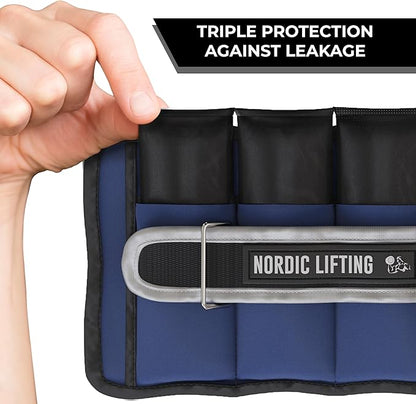 Nordic Lifting Adjustable Ankle Weights for Women & Men – 1 Pair (2–10 lbs) Wrist, Arm & Leg Weights for Gym, Yoga & Home Workouts – Secure Fit Strap Design – Durable Fitness Training Equipment