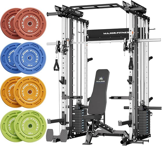 Major Fitness Drone MAX V Smith Machine with Weight Stacks, All-in-One Home Gym Squat Rack--2500LB Capacity, Dual LAT Pull-Down Systems & Cable Crossover Machine, Heavy-Duty Full-Body Workout Machine
