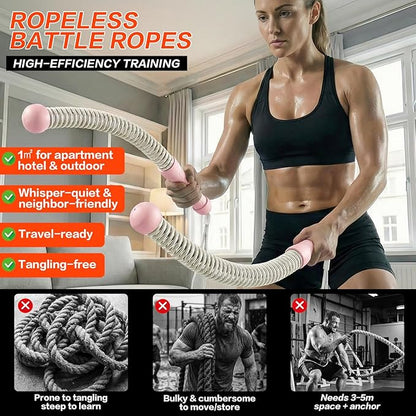 Ropeless Battle Ropes for Home Gym, Portable Cordless Weighted Battle Ropes with Storage Bag, High Calorie Burn for Men & Women, Fitness Equipment for HIIT & Low-Impact Aerobic Training