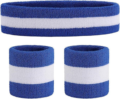 ONUPGO Sweatband Set Sports Headband Wristband Set Sweatbands Terry Cloth Wristband Wrist Sweatband Headbands Moisture Wicking Sweat Absorbing Head Band