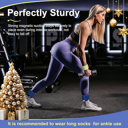 2025 Upgraded Magnetic Ankle Weights for Women, Wrist Weights,Silicone (Waterproof), Non-Slip, Easy Wear, Adjustable (Men & Women), Ideal for Jogging/Yoga/Pilates & More, Great Gift.（2 Pack）